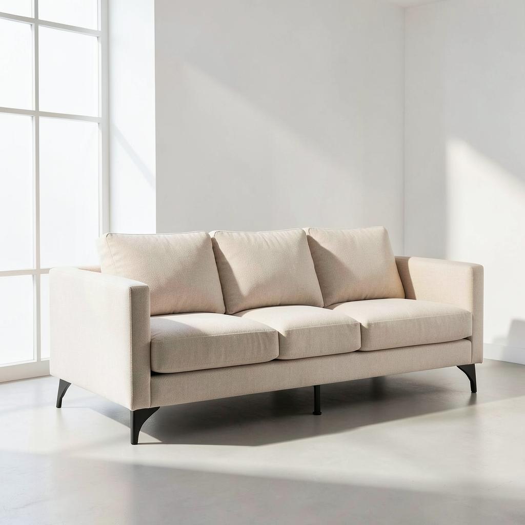 Three-seat fabric sofa, oatmeal